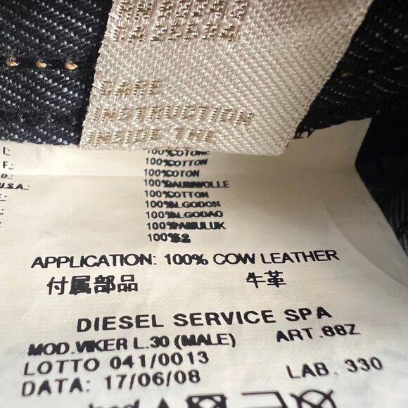 Diesel Viker Mens Jeans Size 26 L30 100% Cotton 100% Cow Leather Patch Dark Wash - Picture 3 of 16